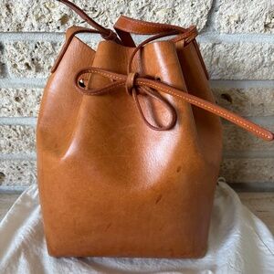 Mansur Gavriel Original Bucket Bag Large Natural with Orange Lining Leather